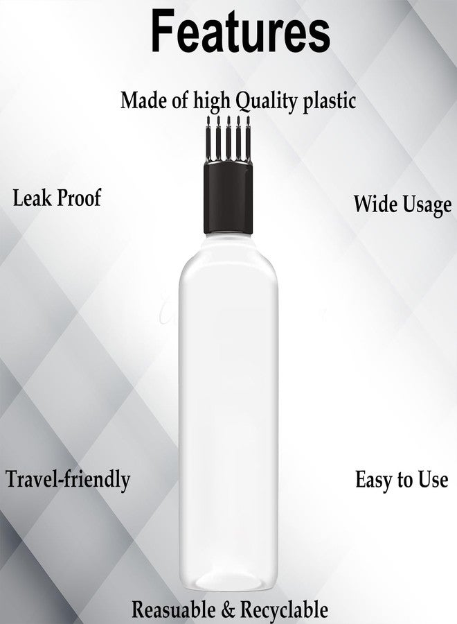 MADHYA Hair Root Comb Applicator Bottle For Applying Hair Oil Shampoo and Medicine, Reusable Oil Applicator Bottle For Scalp, 100ml Transparent Applicator Hair Root Bottle, Black Comb, Pack of 10 - Image 3