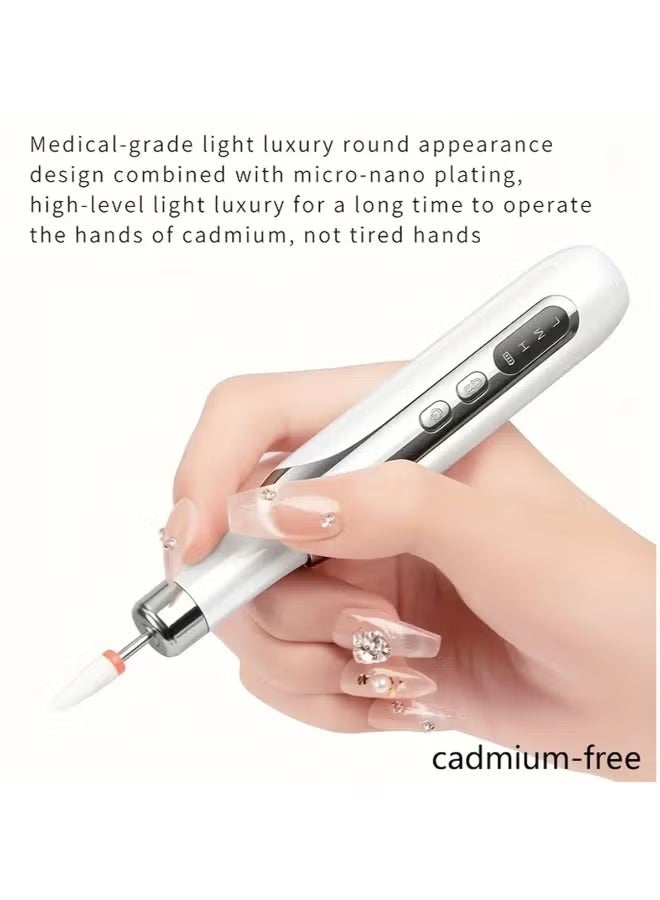 Nail Drill Electric Nail Files Professional Rechargeable Electric Nail Drill Machine with Ceramic Nail Bit for Beginners, Nail Drill Machine Set for Polish Nails, Manicure and Pedicure Tools (White) - Image 5