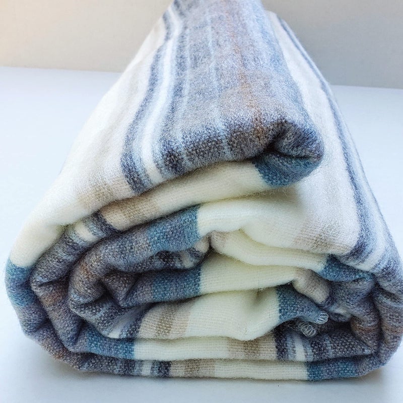 DAVLINA, Alpaca Wool Throw Blanket | Super Soft, Lightweight, Breathable and Hypoallergenic | Non-Itchy or Scratchy (Blue White Varicolored, Queen (U.S. Standard)) - Image 4