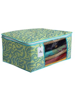 Kuber Industries Kuber Industries Foldable saree covers with Zip|Non Woven Clothes Organiser for wardrobe |Leaf Print With Transparent Window|Suitable for Lehenga, Suit, Dress|Pack Of 3 (Green)  - Image 2