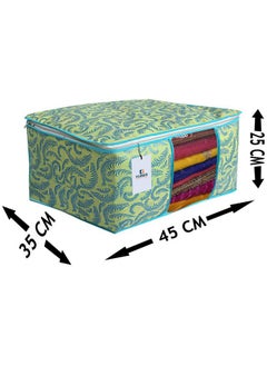 Kuber Industries Kuber Industries Foldable saree covers with Zip|Non Woven Clothes Organiser for wardrobe |Leaf Print With Transparent Window|Suitable for Lehenga, Suit, Dress|Pack Of 3 (Green)  - Image 4