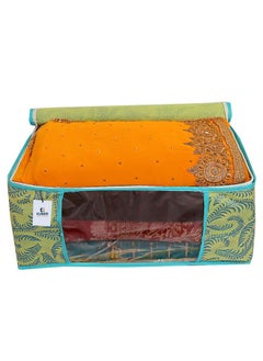 Kuber Industries Kuber Industries Foldable saree covers with Zip|Non Woven Clothes Organiser for wardrobe |Leaf Print With Transparent Window|Suitable for Lehenga, Suit, Dress|Pack Of 3 (Green)  - Image 5