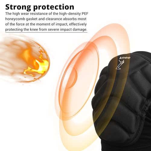 PISIQI Knee Pads Compression Leg Sleeve Knee Brace Sleeve Thickening Anti-Collision Sponge Thick EVA Foam Padding for Basketball, Football & Volleyball Hiking Wrestling Protector Gear (Black, Large) - Image 2