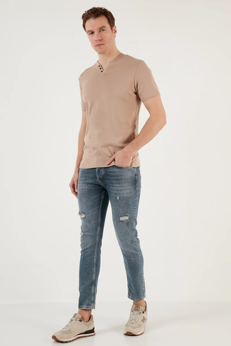 Buratti Cotton Button Detail Slim Fit V Neck 3-Pack T Shirt Men's T Shirt 5902122S3
