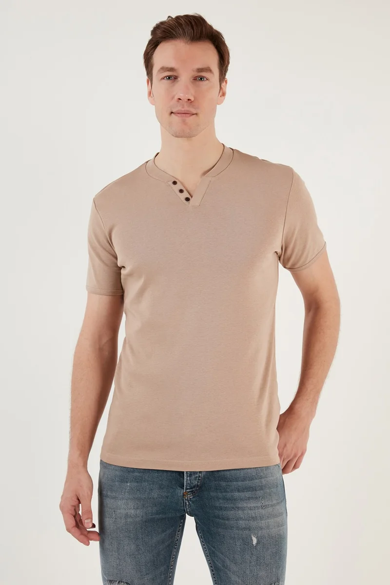 Buratti Cotton Button Detail Slim Fit V Neck 3-Pack T Shirt Men's T Shirt 5902122S3