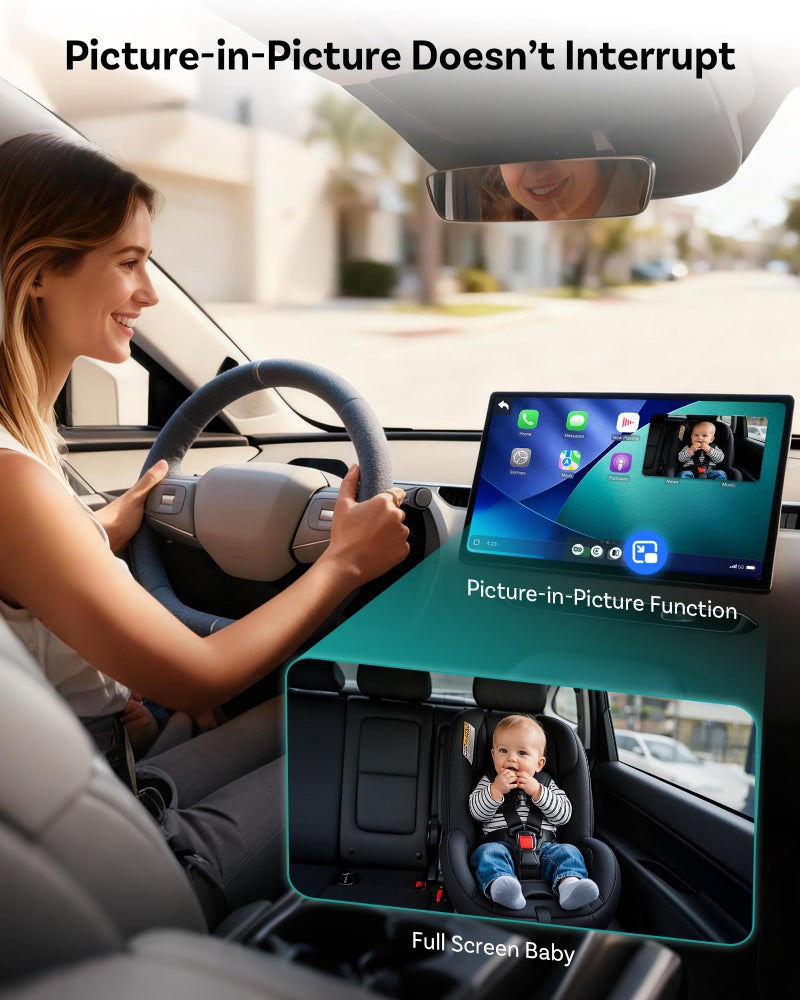 OTTOCAST Cabin Care Baby Camera for Car, 1080P Baby Car Camera with HD Night Vision, Wireless CarPlay Adapter, 150Â° Wide Angle, Real-Time Rear Seat Monitor - Image 5