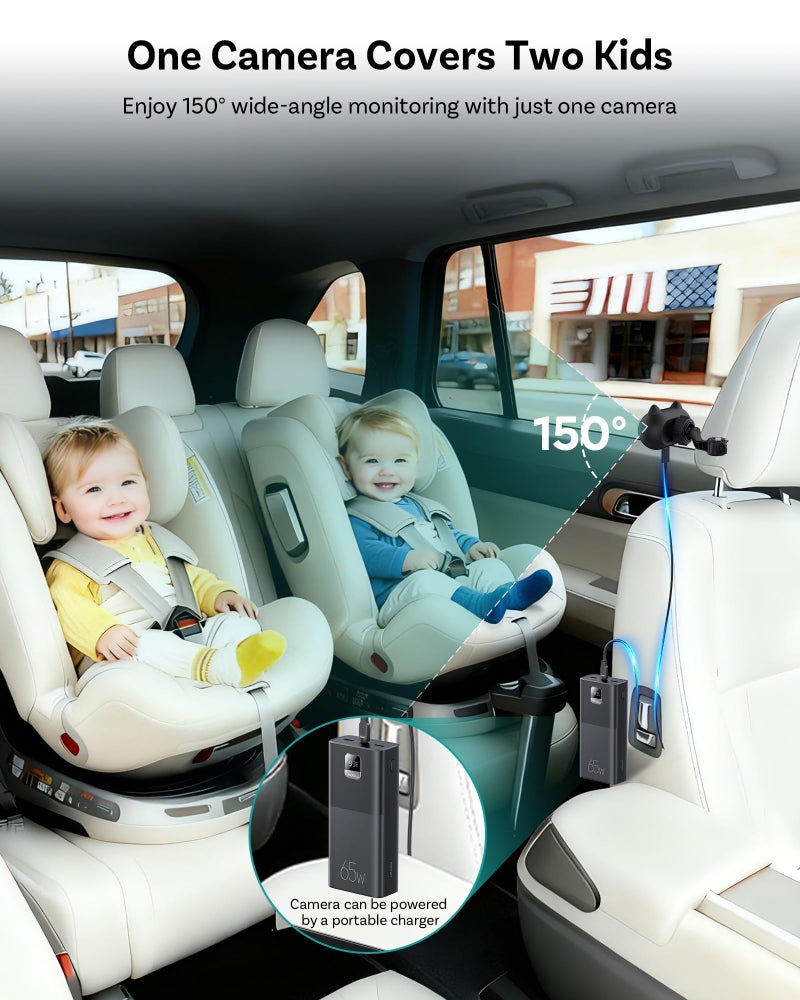 OTTOCAST Cabin Care Baby Camera for Car, 1080P Baby Car Camera with HD Night Vision, Wireless CarPlay Adapter, 150Â° Wide Angle, Real-Time Rear Seat Monitor - Image 4