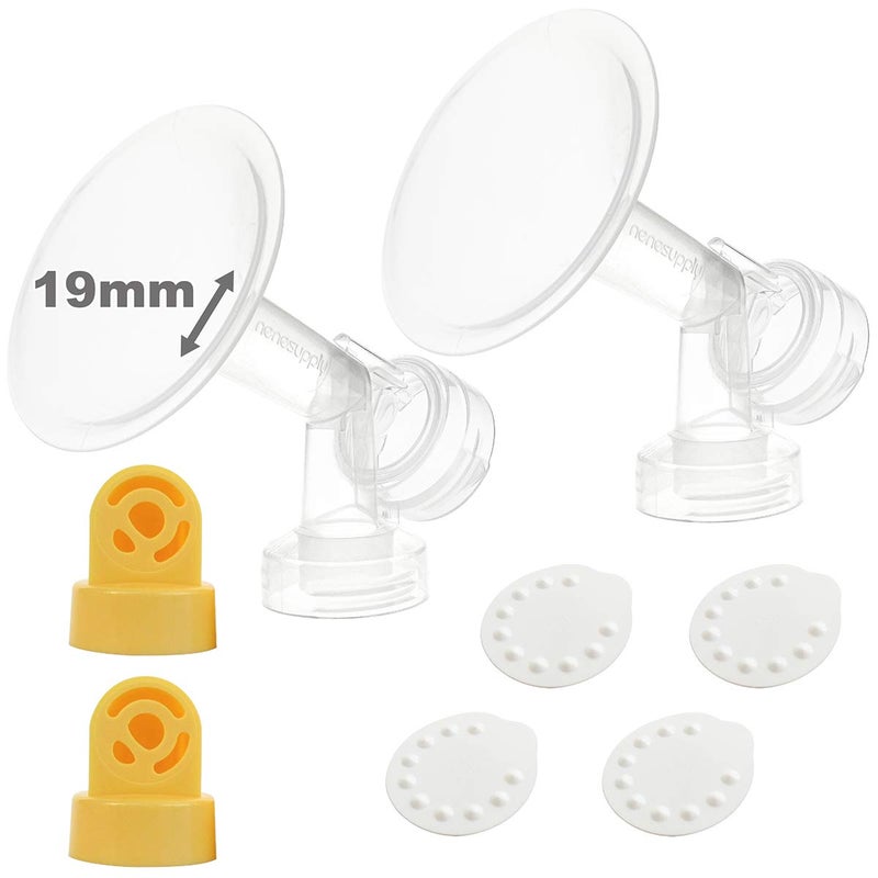 Nenesupply Pump Parts with 19mm Flanges Compatible with Medela Breastpump Incl Flange Breastshield Valve Membrane for Pump in Style Symphony Swing Not Original Medela Pump Parts