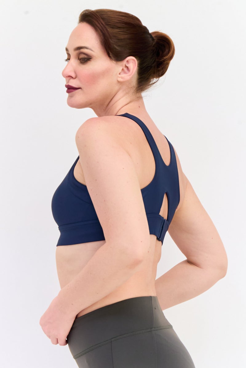 PUMA Women Brand Logo Padded Sports Bra, Dusty Navy - Image 2