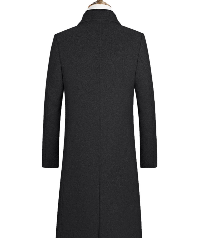 xxxiticat Men's Winter Trench Coat Long Sleeve Notch Lapel Single Breasted Quilted Cotton Long Overcoat Jacket Wool Pea Coat(DG,L) - Image 2