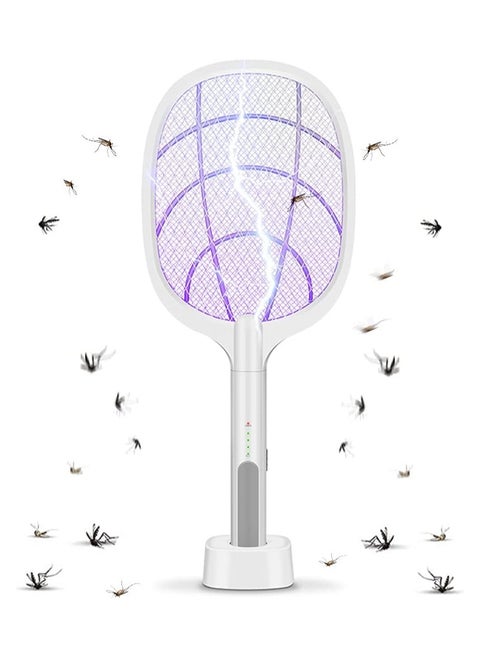 2-In-1 USB Rechargeable Electric 3 Layer Safety Mesh Bug Zapper Mosquito Killer Racket with LED Lighting Lamp