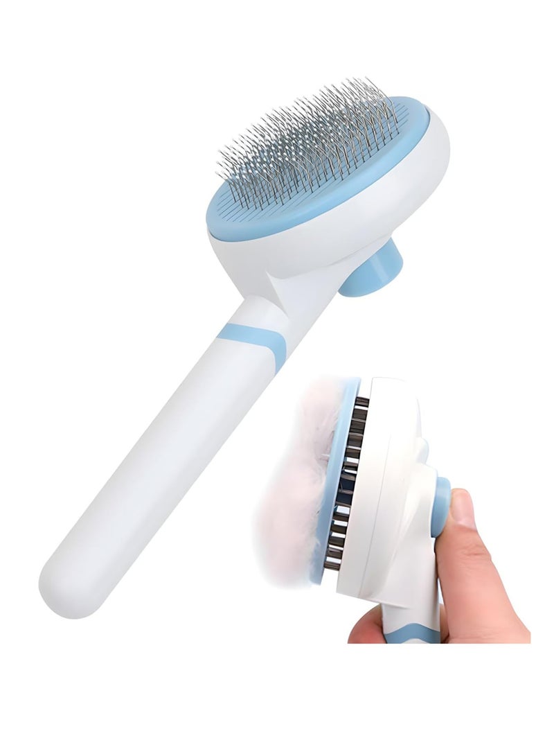 ECVV فرشاة الحيوانات الأليفة ECVV للقطط/الكلاب بتصميم منحني بزاوية 135° للقطط ذات الشعر الطويل والكلاب، فرشاة تساقط الشعر مزودة بزر ضغط واحد لإزالة شعر القطط والجروهات - Image 1