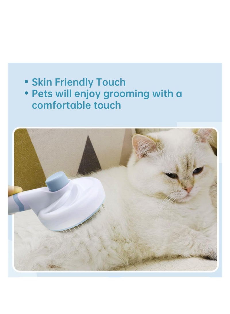 ECVV فرشاة الحيوانات الأليفة ECVV للقطط/الكلاب بتصميم منحني بزاوية 135° للقطط ذات الشعر الطويل والكلاب، فرشاة تساقط الشعر مزودة بزر ضغط واحد لإزالة شعر القطط والجروهات - Image 4