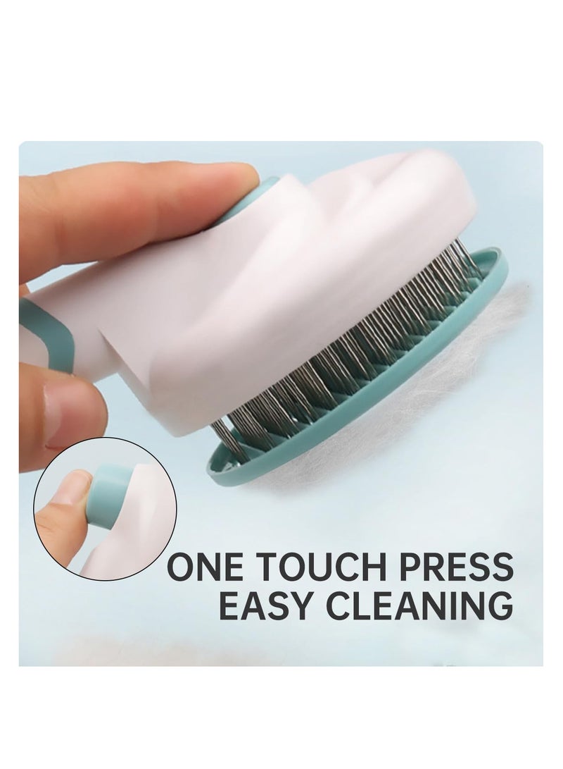 ECVV فرشاة الحيوانات الأليفة ECVV للقطط/الكلاب بتصميم منحني بزاوية 135° للقطط ذات الشعر الطويل والكلاب، فرشاة تساقط الشعر مزودة بزر ضغط واحد لإزالة شعر القطط والجروهات - Image 5