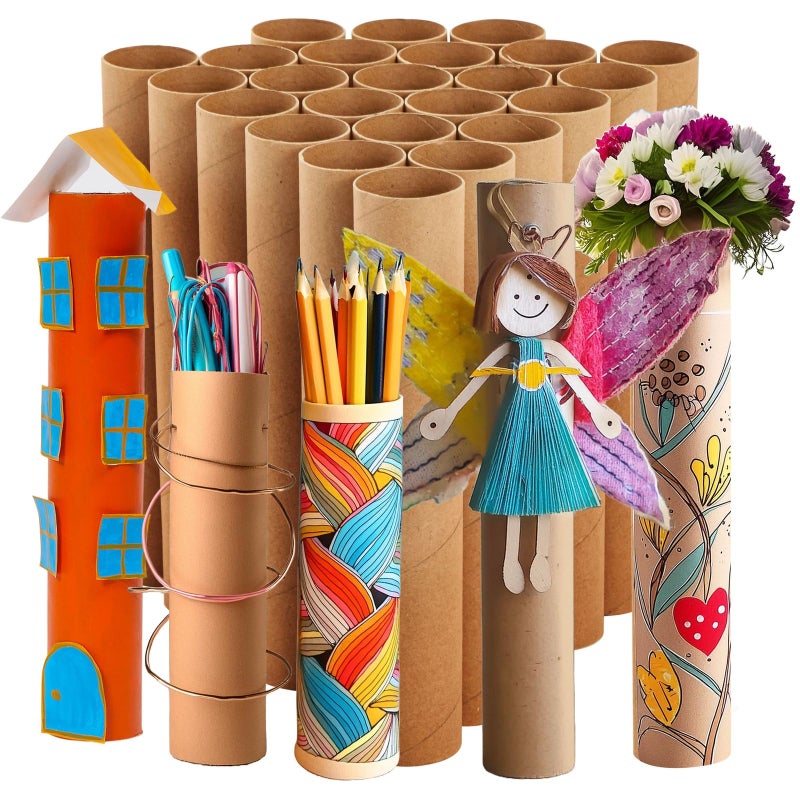 Bright Creations 24 Pack Brown Cardboard Tubes for Crafts Empty Paper Towel Rolls for DIY Projects Classrooms 17x10 in 