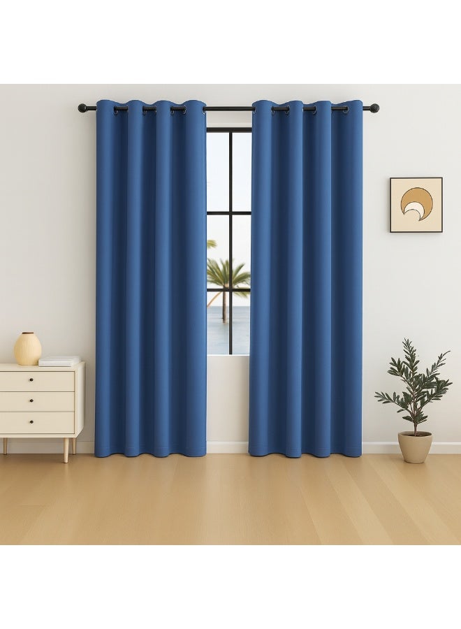 AMALI Elegant Blackout Curtains 2 Panel Set,16 Grommets, Size (L 274 x W 132) cm) for Living Room and Bedroom Shiny Polyester Fabric - Image 1
