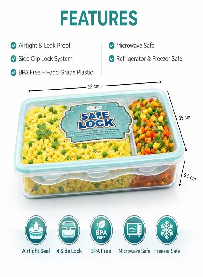 PLAST BOY علب غداء بلاستيكية من بلاست بوي مزودة بقفل آمن | علبة طعام خالية من مادة BPA وآمنة للاستخدام في الميكروويف | علبة غداء سادة للمدرسة والمكتب والسفر (1000 مل) - Image 5