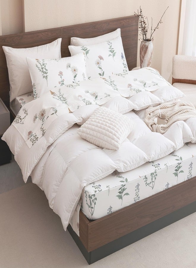 QSH Floral King Size Sheet Sets - 100% Egyptian Cotton Floral Bedding Sheets Flower Pattern Printed Bedding King Size Bed Sheets 17.5" Extra Deep Pocket 4pcs - Image 2
