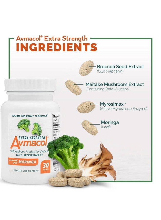 Nutramax Laboratories Avmacol Extra Strength Sulforaphane-Producing Supplement for Detoxification, Antioxidant Support, Immune Health, Adults & Children, Moringa, 30 Tablets - Image 2