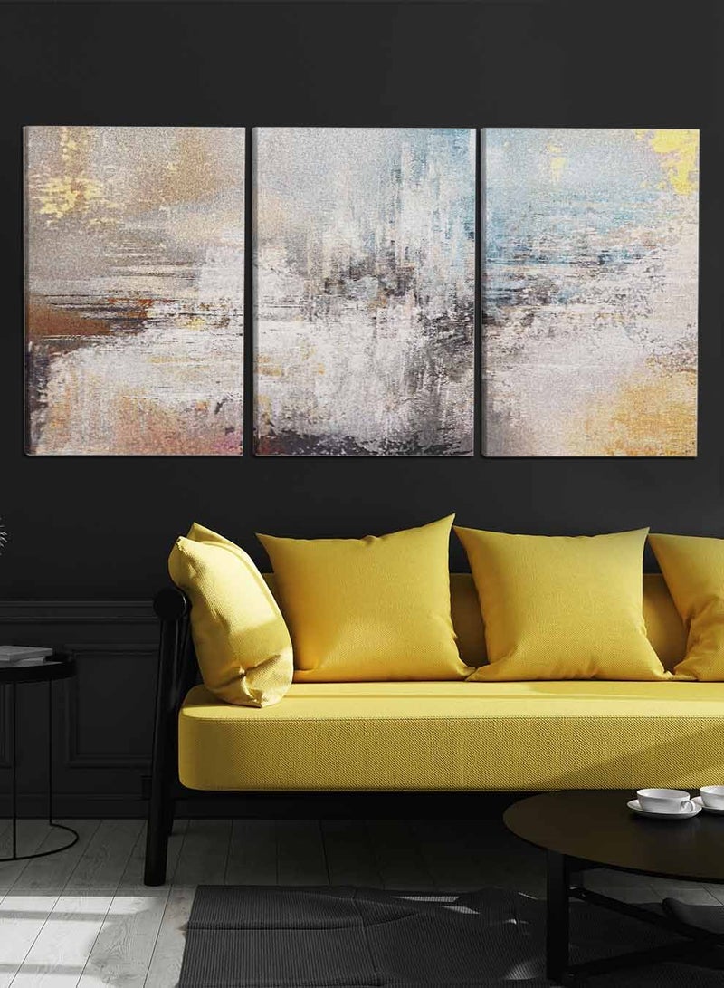 LOWHA مجموعة من 3 لوحات قماش مؤطرة موضوعة على إطار خشبي، لوحات زيتية تجريدية، للمنزل، غرفة المعيشة، ديكور المكتب - Image 1