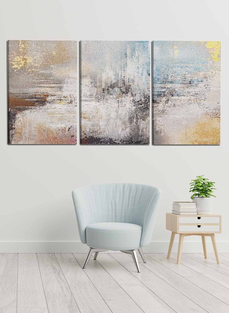 LOWHA مجموعة من 3 لوحات قماش مؤطرة موضوعة على إطار خشبي، لوحات زيتية تجريدية، للمنزل، غرفة المعيشة، ديكور المكتب - Image 3