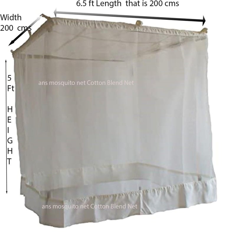 ANS Cotton Blend Mosquito Net XL Double Bed 7x7 ft – Skin Friendly, Cotton Border, Allergy Free, Durable Net for Big Size Bed Protection - Image 2