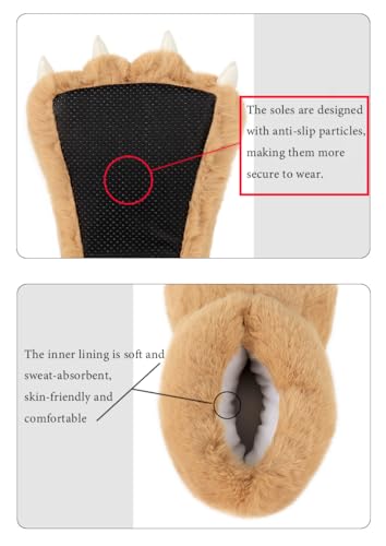 QinRuan Adult Monster Paw Slippers, Fuzzy Animal Claw Comfortable Warm Plush Bear Paw Shoes - Image 4