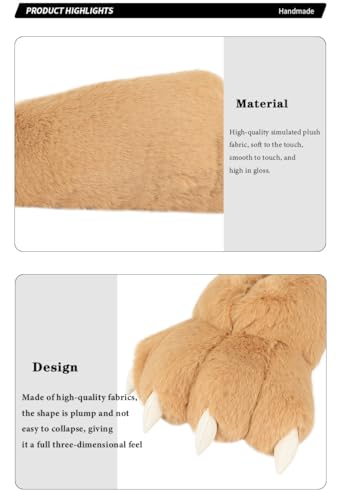 QinRuan Adult Monster Paw Slippers, Fuzzy Animal Claw Comfortable Warm Plush Bear Paw Shoes - Image 3