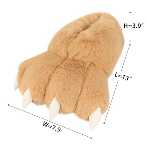 QinRuan Adult Monster Paw Slippers, Fuzzy Animal Claw Comfortable Warm Plush Bear Paw Shoes - Image 5