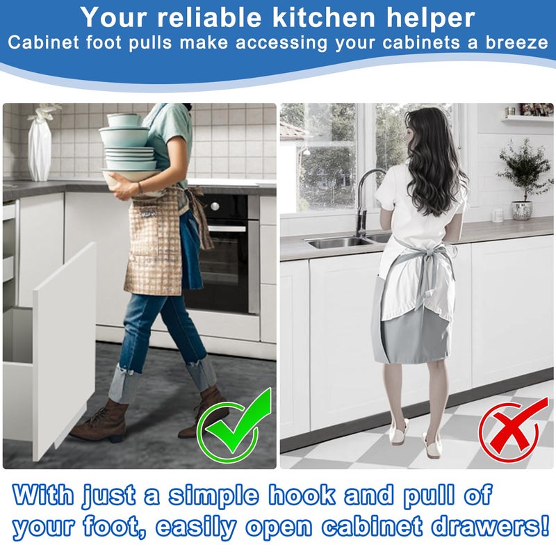 SlogPith Cabinet Foot Pull For Trash Drawer,Hands Free Trash Opener,Durable Stainless Steel Material, Cabinet Foot Pull Design For Full Overlay Cabinet Doors In Kitchens, Laundry Rooms And Garbage Room (White) - Image 2