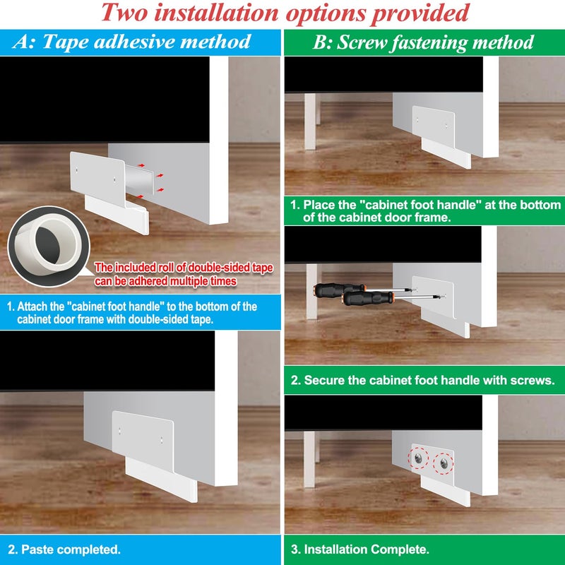 SlogPith Cabinet Foot Pull For Trash Drawer,Hands Free Trash Opener,Durable Stainless Steel Material, Cabinet Foot Pull Design For Full Overlay Cabinet Doors In Kitchens, Laundry Rooms And Garbage Room (White) - Image 5