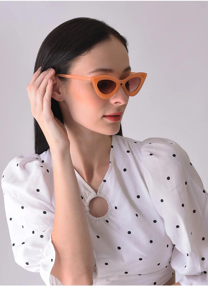 صوص هاوت Brown Lens Orange Cateye Sunglasses