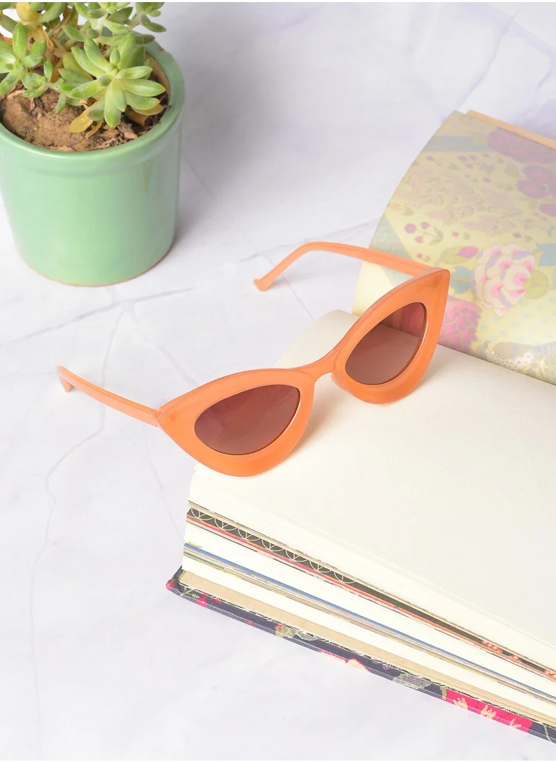 صوص هاوت Brown Lens Orange Cateye Sunglasses
