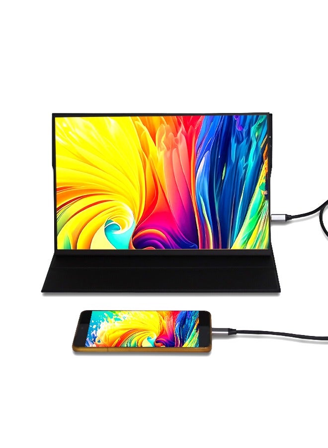 15.6'' Portable Monitor, 1080P FHD PlugPlay Travel Laptop Monitor w/Smart Cover, USB-C HDR Portable Second Computer Display, Portable Game External Screen for PC Phone Mac Xbox PS4/5 Switch - Image 2