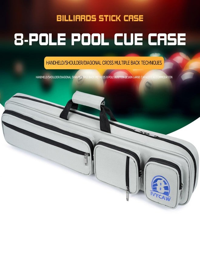 ivycaw Pool Cue Case 4x4, Pool Cue Carrying Case Soft Padded Billiard Stick Bag with Multi-pocket for 4 Butts and 4 Shafts, Pool Stick Case Cue Bag with Backpack-straps for Pool Cues and Accessories (grey) - Image 3