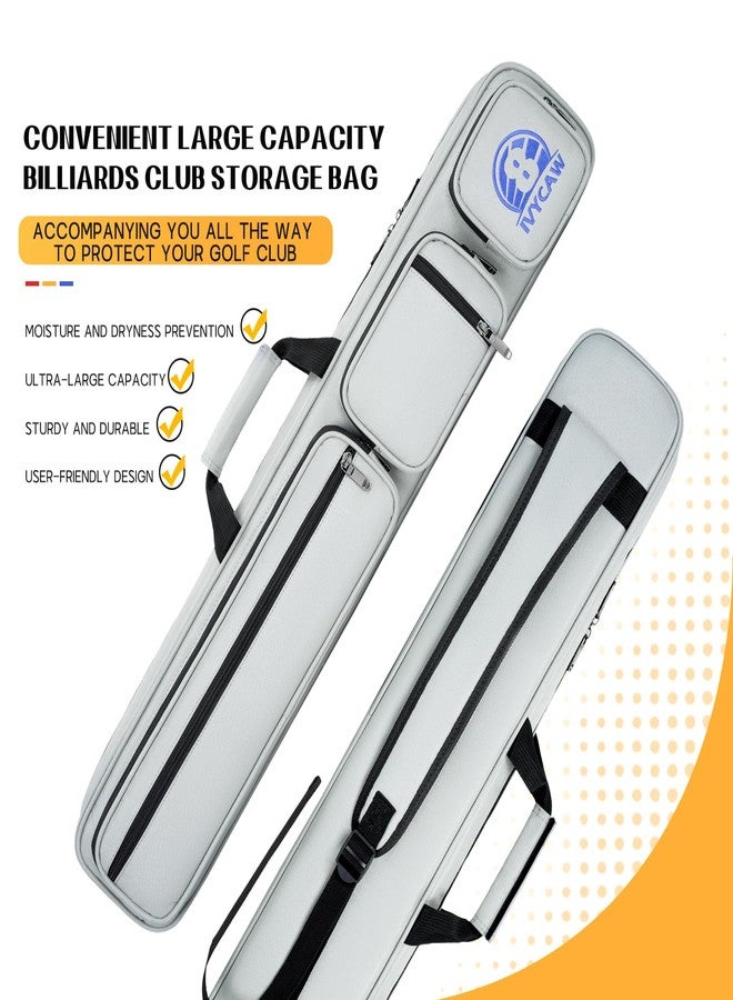 ivycaw Pool Cue Case 4x4, Pool Cue Carrying Case Soft Padded Billiard Stick Bag with Multi-pocket for 4 Butts and 4 Shafts, Pool Stick Case Cue Bag with Backpack-straps for Pool Cues and Accessories (grey) - Image 2