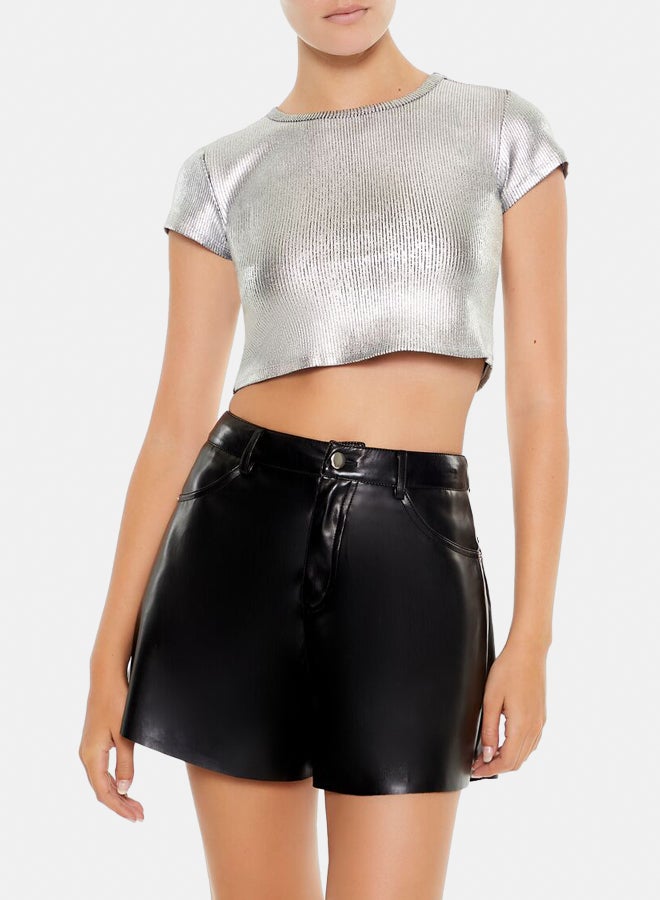Metallic Cropped Tee