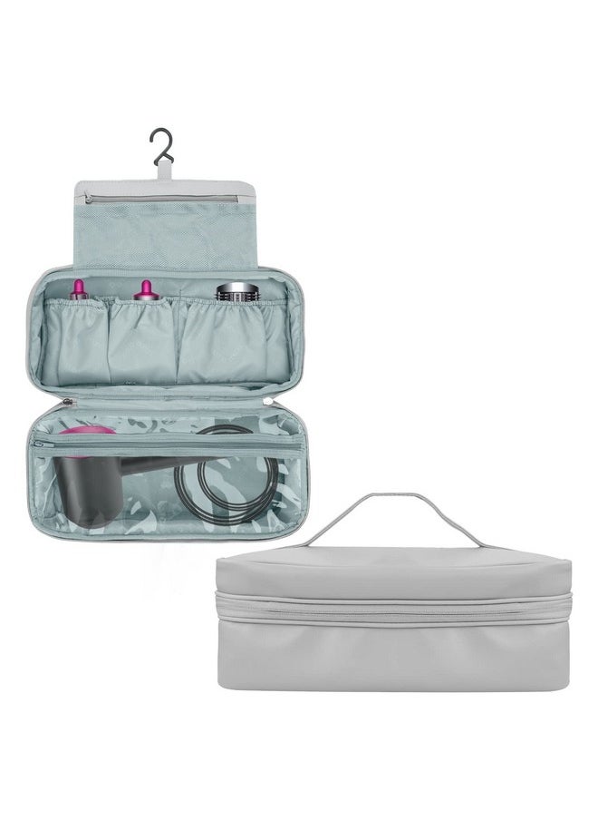 Linkidea Travel Carry Case Compatible With Dyson Airwrap Styler Portable Hanging Hair Dryer Curler Straightener Organizer Travel Bag With Hook (Gray)  - Image 2
