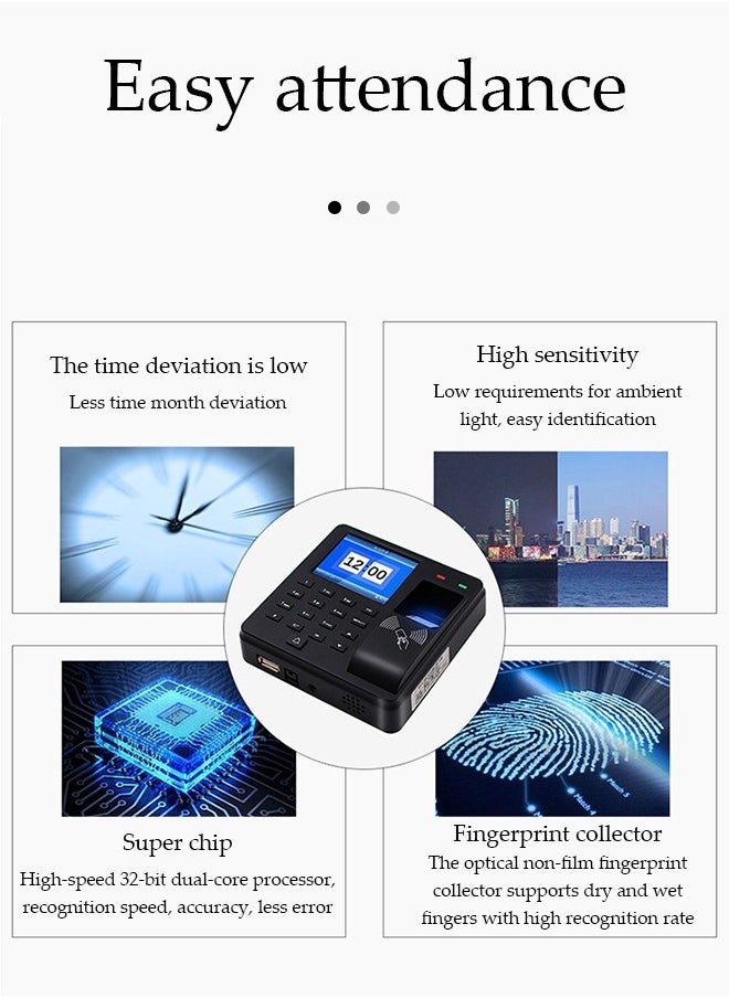 Aibecy - Attendance Machine ​with Fingerprint, Time Clocks for Employees Small Business,Password Punching in One,2.4 inch TFT Color Screen - Image 1