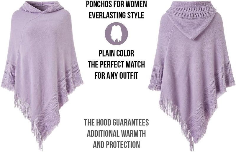 Ferand Ladies' Hooded Cape with Fringed Hem, Crochet Poncho Knitting Patterns for Women - Image 3