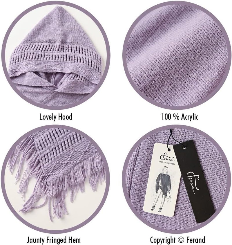 Ferand Ladies' Hooded Cape with Fringed Hem, Crochet Poncho Knitting Patterns for Women - Image 4