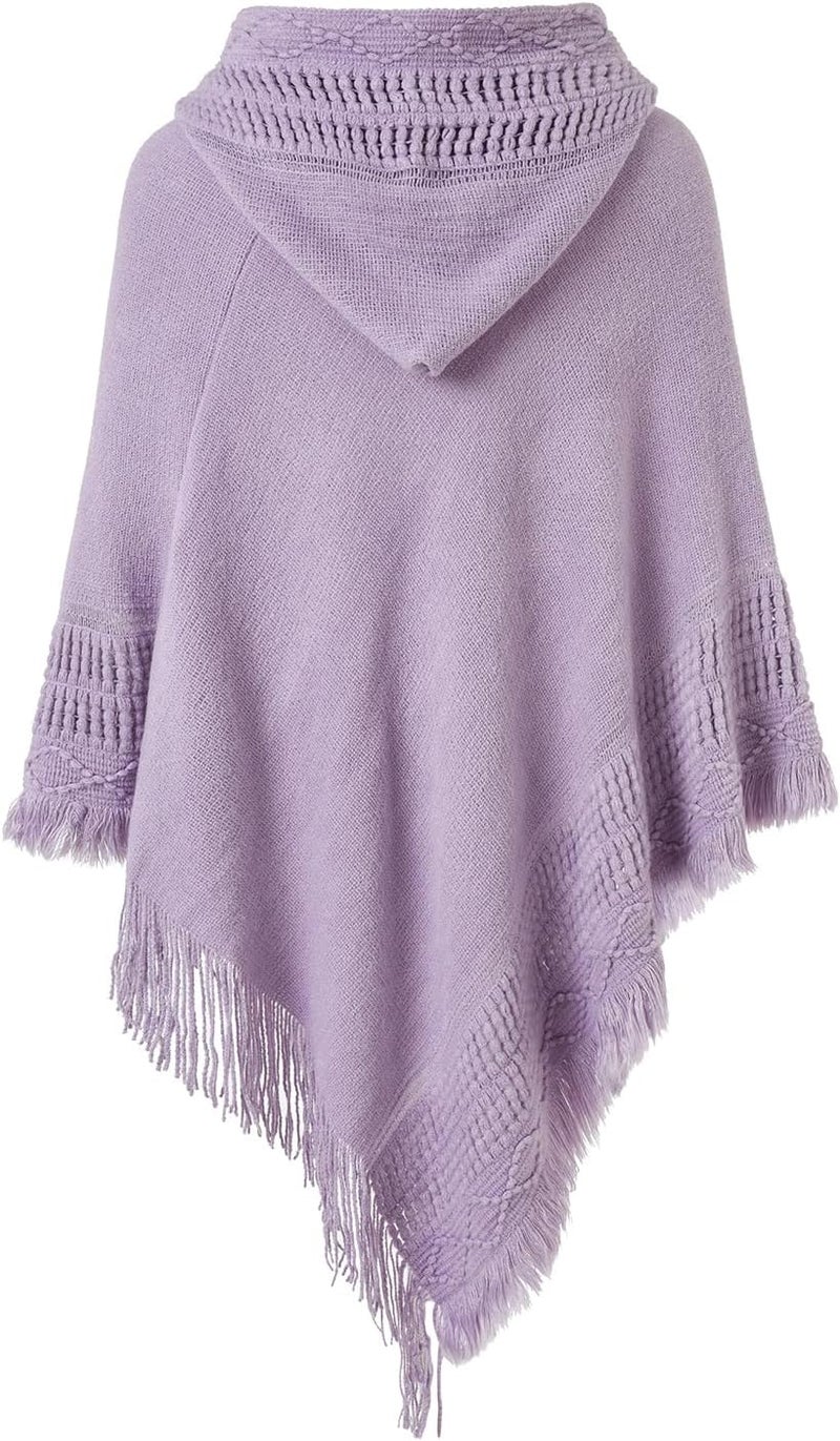 Ferand Ladies' Hooded Cape with Fringed Hem, Crochet Poncho Knitting Patterns for Women - Image 2