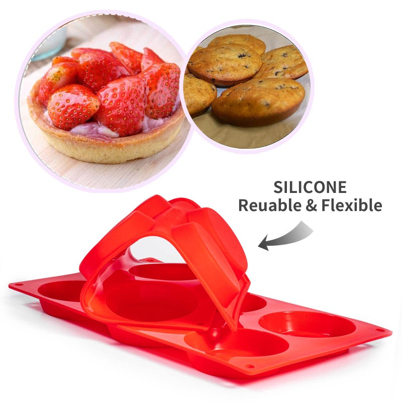 Yomvzake Silicone Muffin Top Pans 2 Pack Non-Stick 3"" Whoopie Pie Baking Pan 3 Inch Round Tray Silicone Egg Sandwich Molds For Mini Cakes Biscuits Egg Cloud Bread Buns English Muffins Breakfast Sandwiches - Image 2