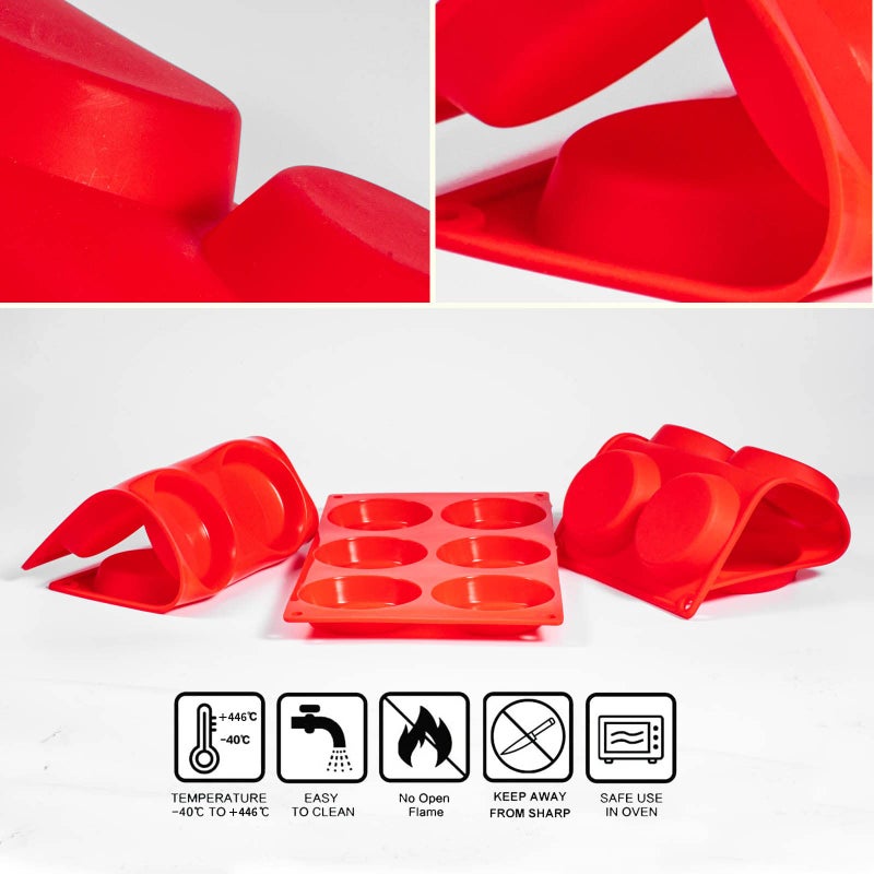Yomvzake Silicone Muffin Top Pans 2 Pack Non-Stick 3"" Whoopie Pie Baking Pan 3 Inch Round Tray Silicone Egg Sandwich Molds For Mini Cakes Biscuits Egg Cloud Bread Buns English Muffins Breakfast Sandwiches - Image 3