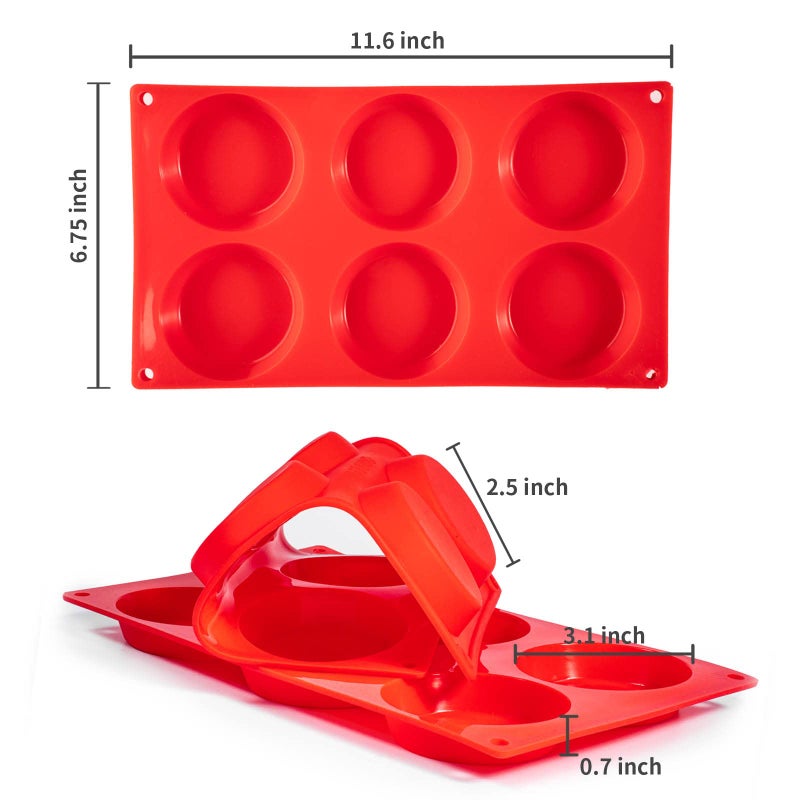 Yomvzake Silicone Muffin Top Pans 2 Pack Non-Stick 3"" Whoopie Pie Baking Pan 3 Inch Round Tray Silicone Egg Sandwich Molds For Mini Cakes Biscuits Egg Cloud Bread Buns English Muffins Breakfast Sandwiches - Image 5