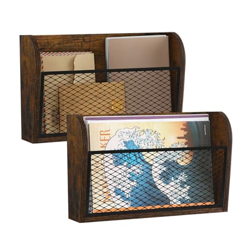 YINMIT 2 Packs Wall File Organizer-Holder, Hanging File Organizer, Wall Mounted File Holder, Wall Mount Paper Folder Rack for Office and Home - Image 1