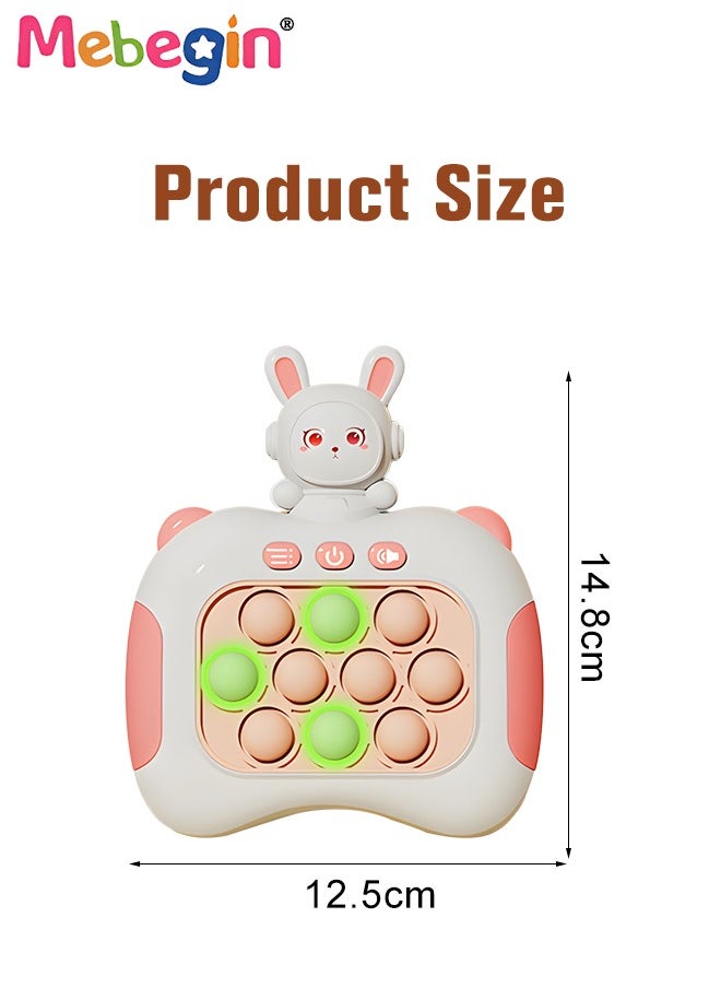 MEBEGIN - Quick Push Bubble Game with Lanyard and 4 Fun Game Modes, Rabbit-shaped Push Pop Game, Mini-Handheld Fast Speed Push Game Console with Light and Sound, Fun Electronic Push It Pop Fidget Toys, Creative Antistress Toy for Kids and Adults, 3 AAA Batteries(Not Included) - Image 1