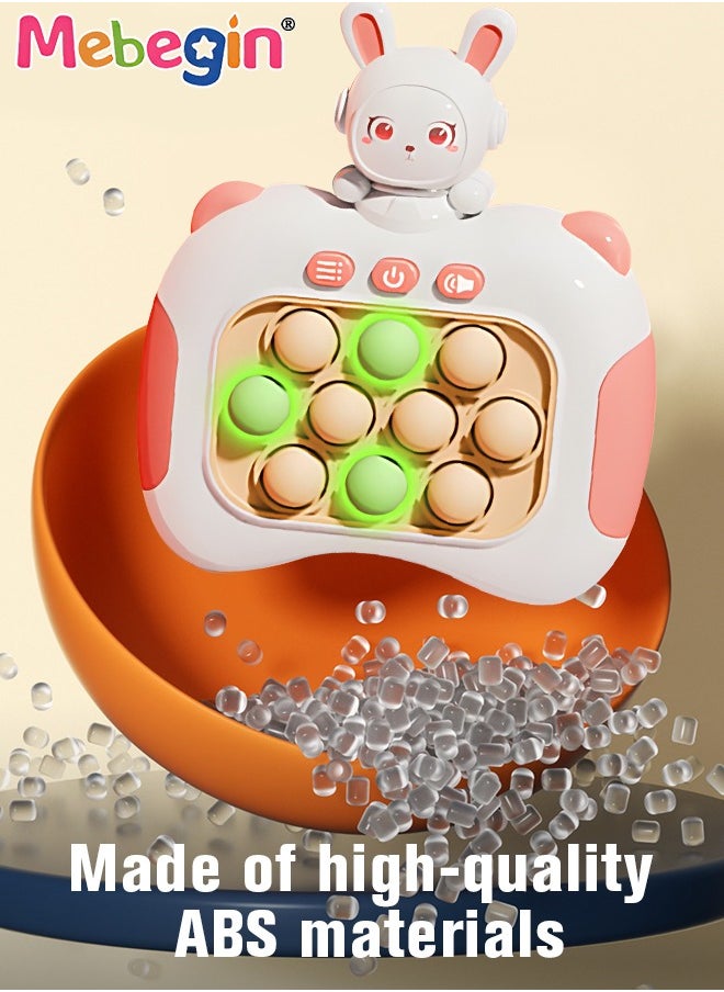 MEBEGIN - Quick Push Bubble Game with Lanyard and 4 Fun Game Modes, Rabbit-shaped Push Pop Game, Mini-Handheld Fast Speed Push Game Console with Light and Sound, Fun Electronic Push It Pop Fidget Toys, Creative Antistress Toy for Kids and Adults, 3 AAA Batteries(Not Included) - Image 1