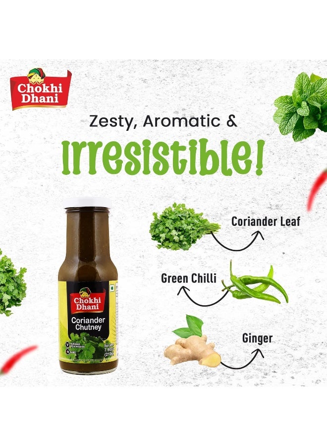 Chokhi Dhani Foods Coriander Chutney - 210g | Fresh Coriander Blend | Green Chutney for Snacks | Sandwiches | Samosas | Burgers - Image 5