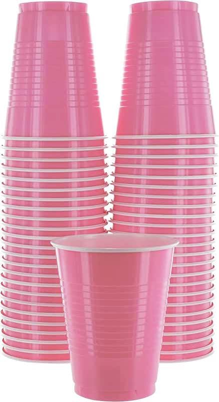LUDALY Party Beverage Glasses Beer Pong Glass Pink Drinking Glasses for Christmas Diwali New Year Wedding Halloween and Bachelor Party Supplies Pink Pack of 50